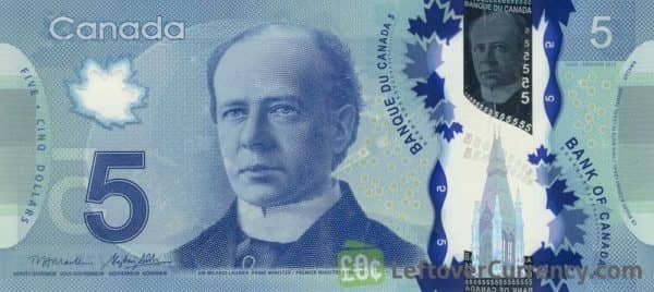 Counterfeit $5 CAD bills